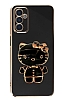 Eiroo Aynal Kitty Samsung Galaxy M23 Standl Siyah Silikon Klf