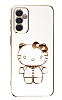Eiroo Aynal Kitty Samsung Galaxy M23 Standl Beyaz Silikon Klf