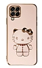 Eiroo Aynal Kitty Samsung Galaxy M32 Standl Pembe Silikon Klf