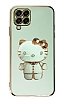 Eiroo Aynal Kitty Samsung Galaxy M32 Standl Yeil Silikon Klf