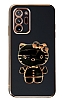 Eiroo Aynal Kitty Samsung Galaxy Note 20 Ultra Standl Siyah Silikon Klf