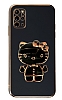 Eiroo Aynal Kitty Samsung Galaxy S20 Plus Standl Siyah Silikon Klf