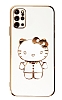 Eiroo Aynal Kitty Samsung Galaxy S20 Plus Standl Beyaz Silikon Klf