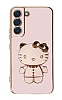 Eiroo Aynal Kitty Samsung Galaxy S21 FE 5G Standl Pembe Silikon Klf