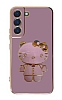 Eiroo Aynal Kitty Samsung Galaxy S21 FE 5G Standl Mor Silikon Klf