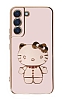 Eiroo Aynal Kitty Samsung Galaxy S22 5G Standl Pembe Silikon Klf