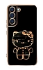 Eiroo Aynal Kitty Samsung Galaxy S22 Plus 5G Standl Siyah Silikon Klf