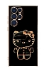 Eiroo Aynal Kitty Samsung Galaxy S22 Ultra 5G Standl Siyah Silikon Klf