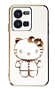 Eiroo Aynal Kitty vivo Y35 Standl Beyaz Silikon Klf
