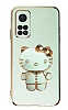 Eiroo Aynal Kitty Xiaomi Mi 10T 5G Standl Yeil Silikon Klf