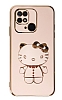 Eiroo Aynal Kitty Xiaomi Poco C40 Standl Pembe Silikon Klf