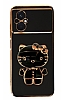 Eiroo Aynal Kitty Xiaomi Poco M5 Standl Siyah Silikon Klf