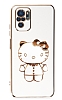 Eiroo Aynal Kitty Xiaomi Poco M5s Standl Beyaz Silikon Klf