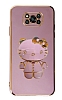 Eiroo Aynal Kitty Xiaomi Poco X3 Standl Mor Silikon Klf