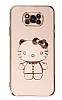 Eiroo Aynal Kitty Xiaomi Poco X3 Standl Pembe Silikon Klf