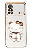 Eiroo Aynal Kitty Xiaomi Poco X4 Pro 5G Standl Beyaz Silikon Klf