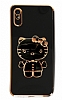 Eiroo Aynal Kitty Xiaomi Redmi 9A Standl Siyah Silikon Klf