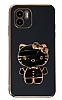 Eiroo Aynal Kitty Xiaomi Redmi A1 Standl Siyah Silikon Klf