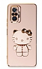 Eiroo Aynal Kitty Xiaomi Redmi Note 10 Pro Standl Pembe Silikon Klf