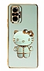 Eiroo Aynal Kitty Xiaomi Redmi Note 10 Pro Standl Yeil Silikon Klf