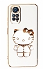 Eiroo Aynal Kitty Xiaomi Redmi Note 11S Standl Beyaz Silikon Klf