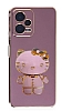 Eiroo Aynal Kitty Xiaomi Redmi Note 12 5G Standl Mor Silikon Klf