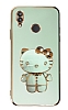 Eiroo Aynal Kitty Xiaomi Redmi Note 7 Standl Yeil Silikon Klf