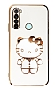 Eiroo Aynal Kitty Xiaomi Redmi Note 8 Standl Beyaz Silikon Klf