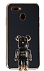 Eiroo Baby Bear Oppo A12 Standl Siyah Silikon Klf