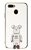 Eiroo Baby Bear Oppo A5s Standl Beyaz Silikon Klf