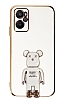 Eiroo Baby Bear Oppo A76 Standl Beyaz Silikon Klf