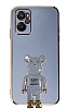 Eiroo Baby Bear Oppo A76 Standl Mavi Silikon Klf
