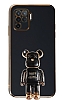 Eiroo Baby Bear Oppo A94 Standl Siyah Silikon Klf
