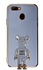 Eiroo Baby Bear Oppo AX7 Standl Mavi Silikon Klf