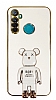 Eiroo Baby Bear Realme 5i Standl Beyaz Silikon Klf
