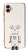 Eiroo Baby Bear Samsung Galaxy A04e Standl Beyaz Silikon Klf