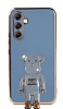 Eiroo Baby Bear Samsung Galaxy A14 4G Standl Mavi Silikon Klf