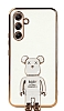 Eiroo Baby Bear Samsung Galaxy A14 4G Standl Beyaz Silikon Klf
