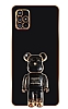 Eiroo Baby Bear Samsung Galaxy A71 Standl Siyah Silikon Klf