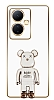 Eiroo Baby Bear vivo V29 Lite Standl Kamera Korumal Beyaz Silikon Klf