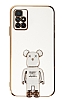 Eiroo Baby Bear Xiaomi Redmi 10 Prime 2022 Standl Beyaz Silikon Klf