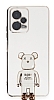Eiroo Baby Bear Xiaomi Redmi Note 12 5G Standl Beyaz Silikon Klf