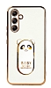 Eiroo Baby Panda Samsung Galaxy A34 Standl Beyaz Silikon Klf