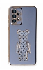 Eiroo Bearbrick Samsung Galaxy A52S 5G Standl Mavi Silikon Klf
