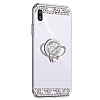 Eiroo Bling Mirror Huawei Y5 2019 Silikon Kenarl Aynal Silver Rubber Klf - Resim: 2