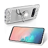 Eiroo Bling Mirror Samsung Galaxy S10 Plus Silikon Kenarl Aynal Silver Rubber Klf - Resim: 2