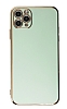 Eiroo Borderline iPhone 11 Pro Max Kamera Korumal Yeil Silikon Klf