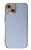 Eiroo Borderline iPhone 14 Plus Kamera Korumal Mavi Silikon Klf