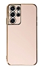 Eiroo Borderline Samsung Galaxy S21 Ultra Kamera Korumal Pembe Silikon Klf