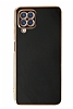 Eiroo Borderline Samsung Galaxy A12 Kamera Korumal Siyah Silikon Klf